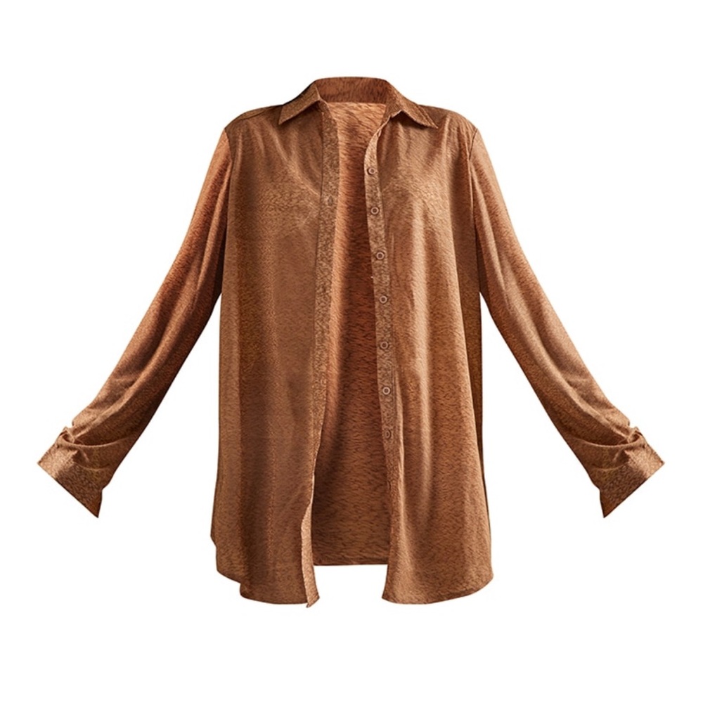 Brown textured shirt - Picture 3 of 3